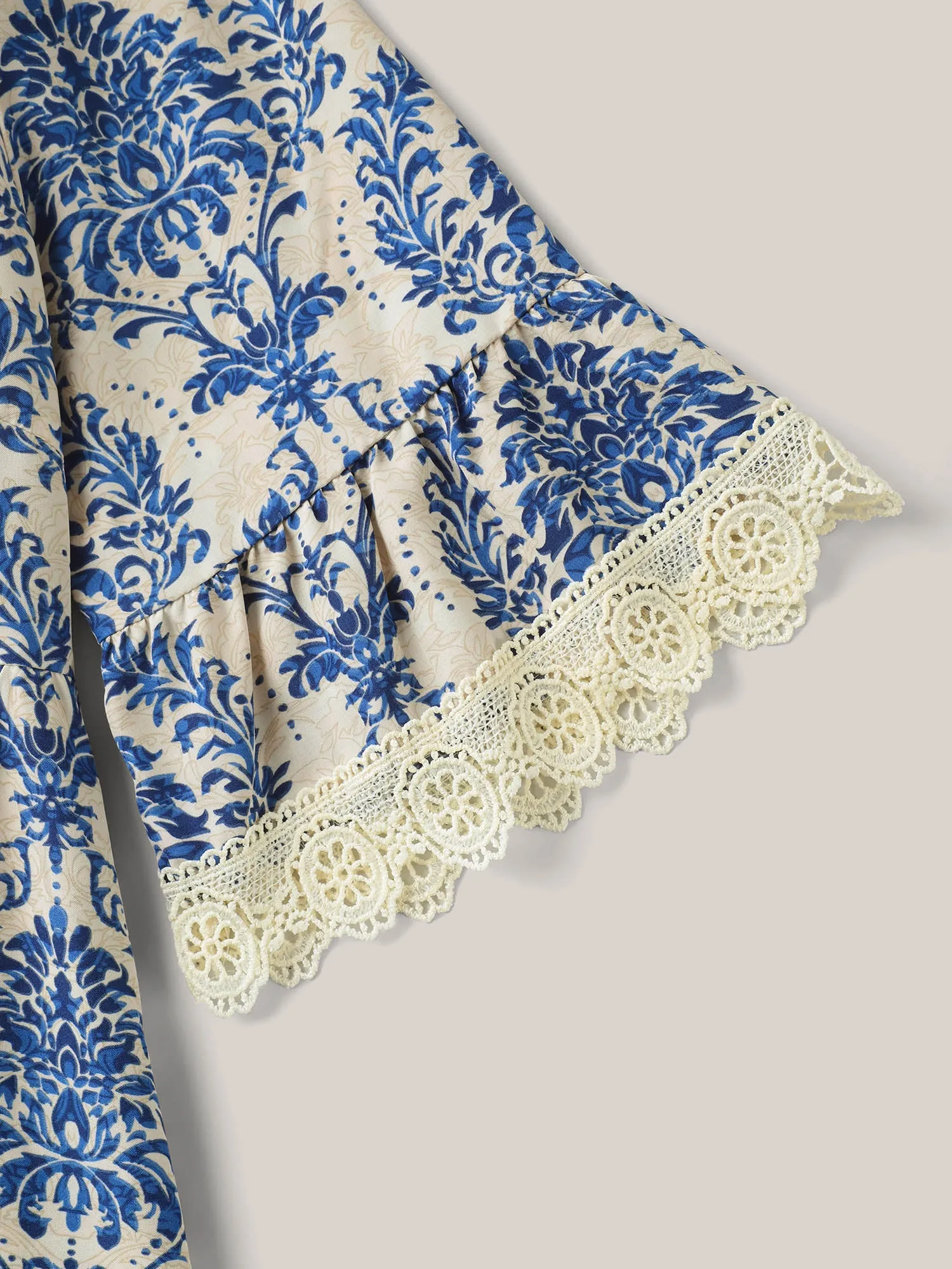 Damask Print Lace Detail Midi Dress sold by Bloomchic product image thumbnail 5