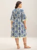 Damask Print Lace Detail Midi Dress sold by Bloomchic