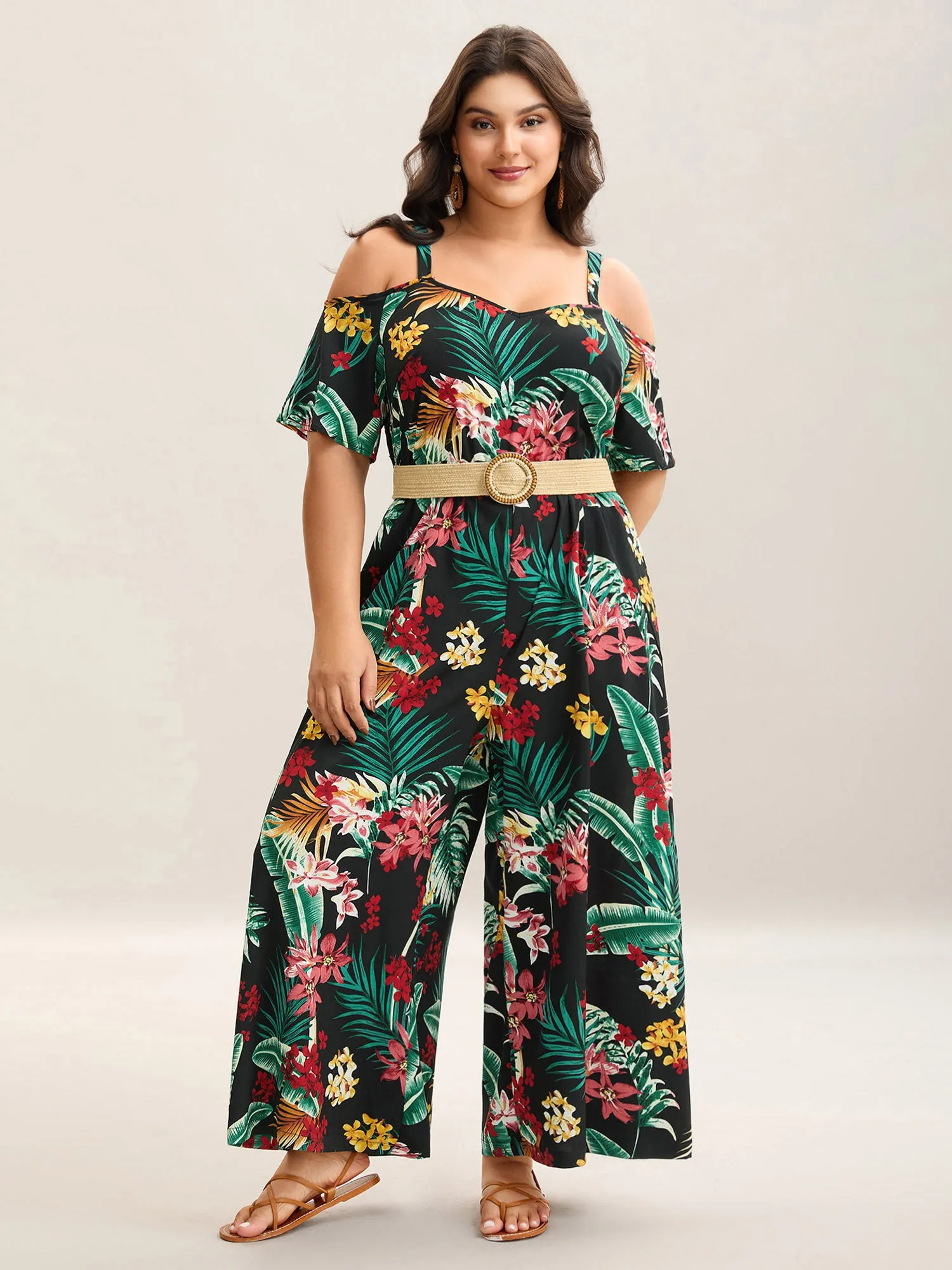 Large Floral Pattern Pockets Jumpsuit sold by Bloomchic