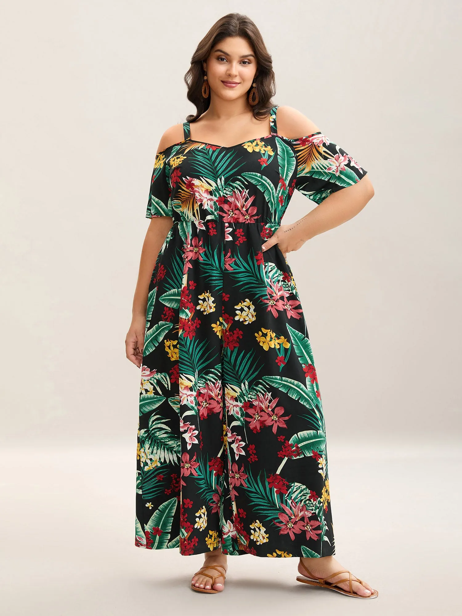 Large Floral Pattern Pockets Jumpsuit sold by Bloomchic product image thumbnail 3