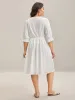 Textured Lace Waist-Tie Midi Dress sold by Bloomchic