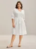 Textured Lace Waist-Tie Midi Dress sold by Bloomchic