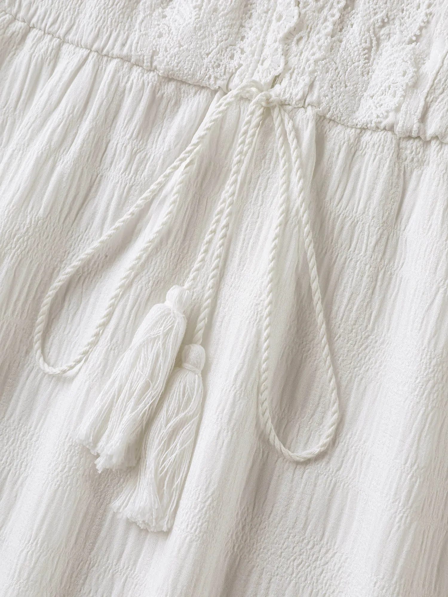 Textured Lace Waist-Tie Midi Dress sold by Bloomchic product image thumbnail 5