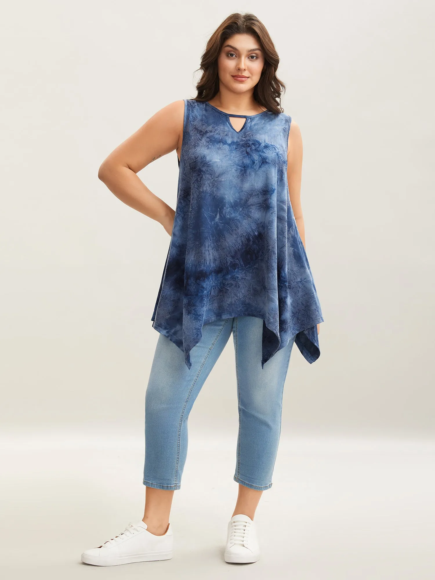 Tie-Dye Keyhole Long Tank Top sold by Bloomchic product image thumbnail 3