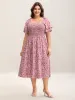 Floral Print Shirred Pockets Midi Dress sold by Bloomchic