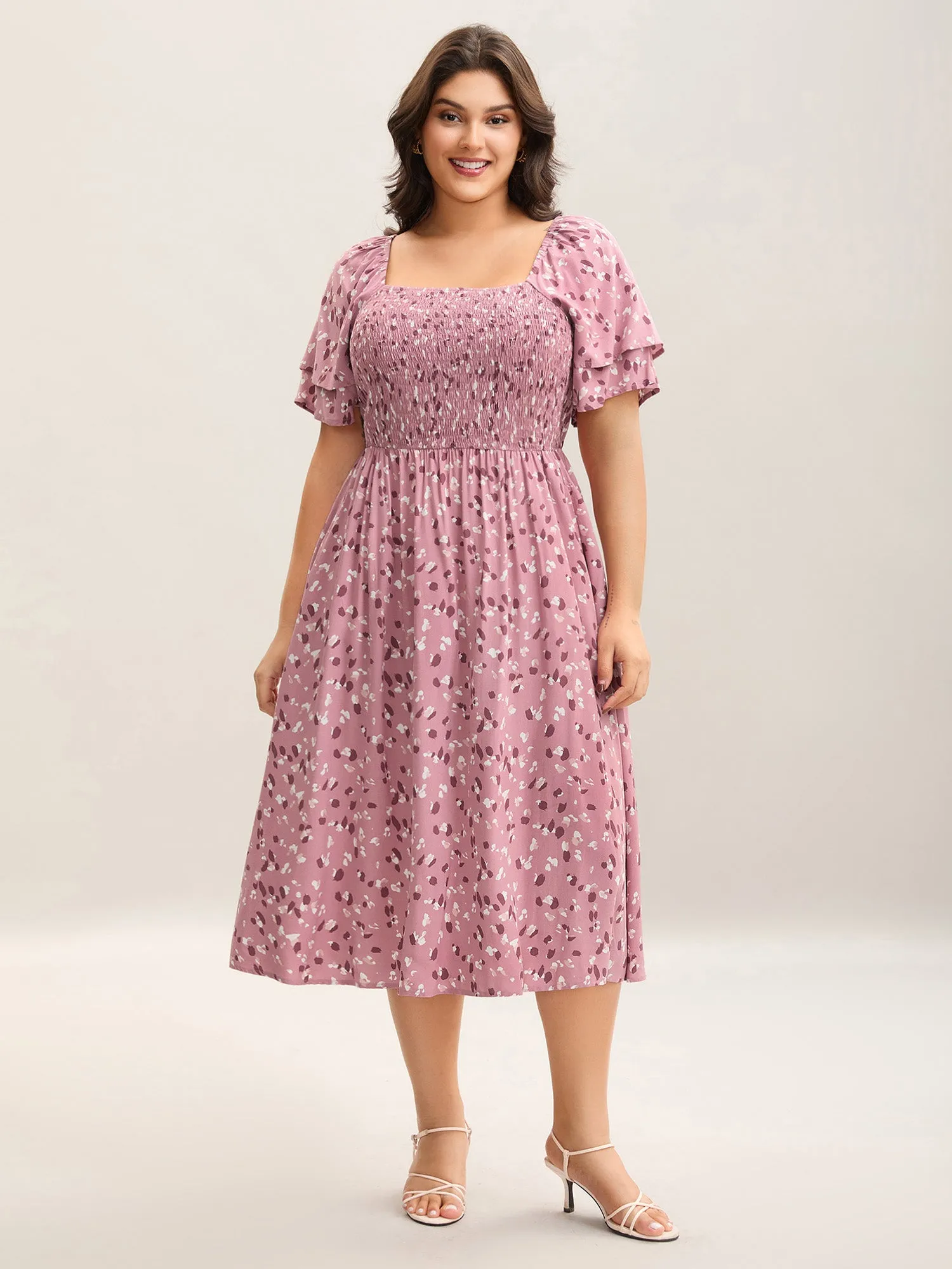 Floral Print Shirred Pockets Midi Dress sold by Bloomchic product image thumbnail 3