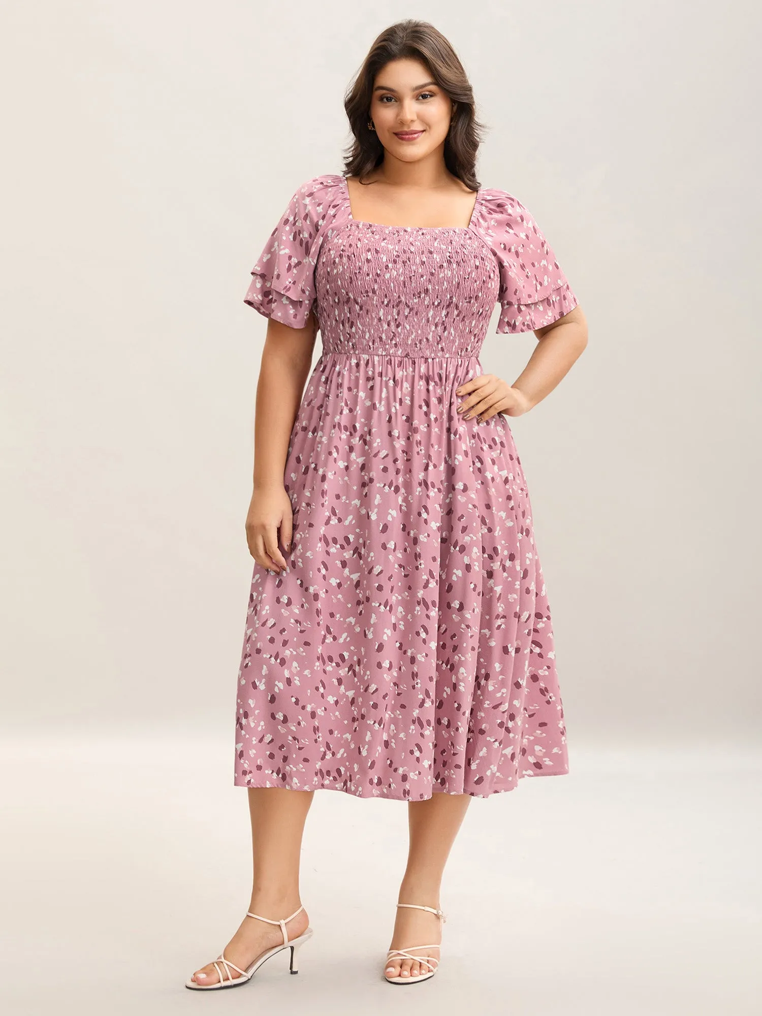 Floral Print Shirred Pockets Midi Dress sold by Bloomchic