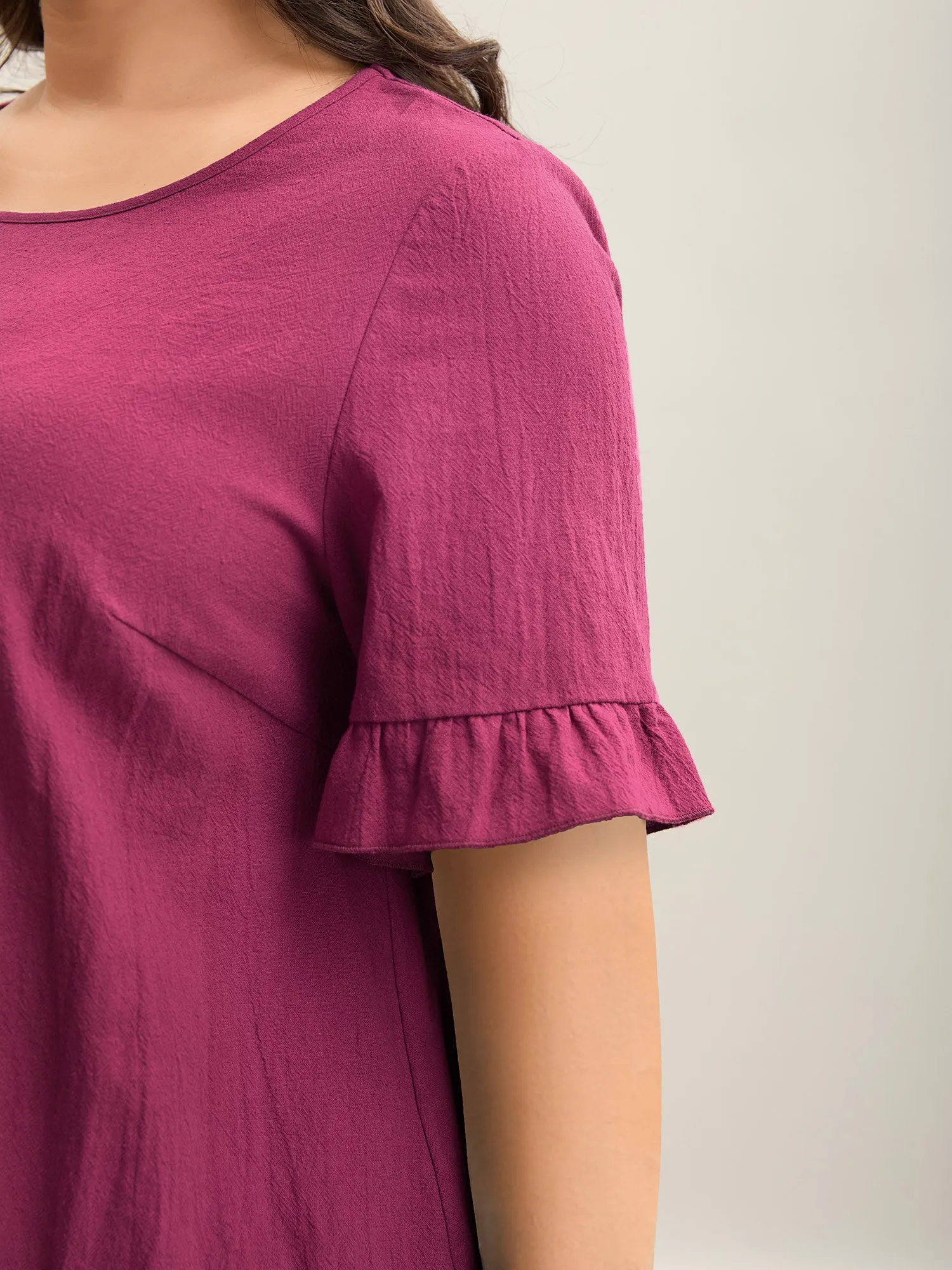 Pure Cotton Ruffled Curved Hem Blouse sold by Bloomchic product image thumbnail 2
