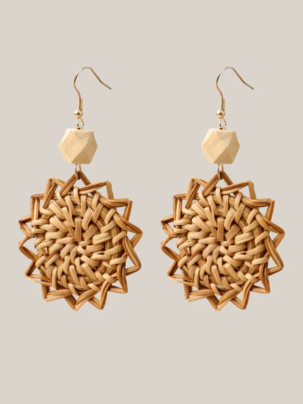 Sunshine Straw Vacation Drop Earrings sold by Bloomchic