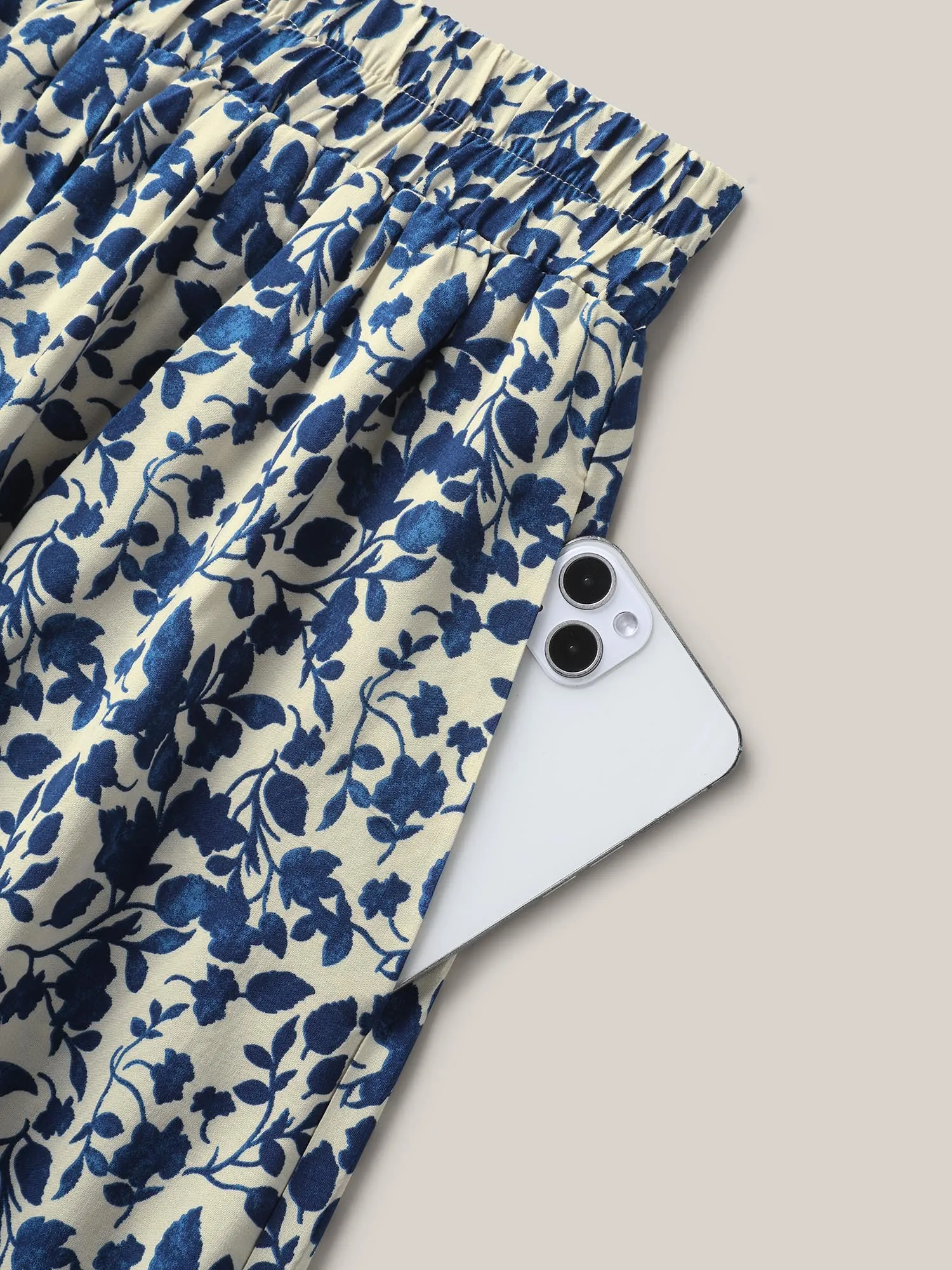 Boho Floral Print Shirred Waist Midi Skirt sold by Bloomchic product image thumbnail 5