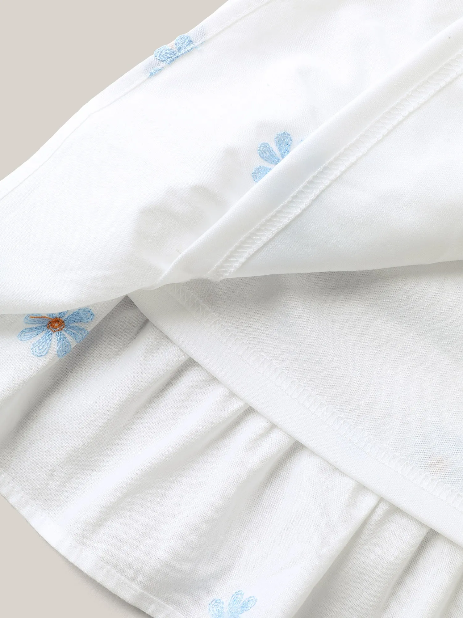 Floral Embroidered Ruffled Hem Doll Shirt sold by Bloomchic product image thumbnail 5