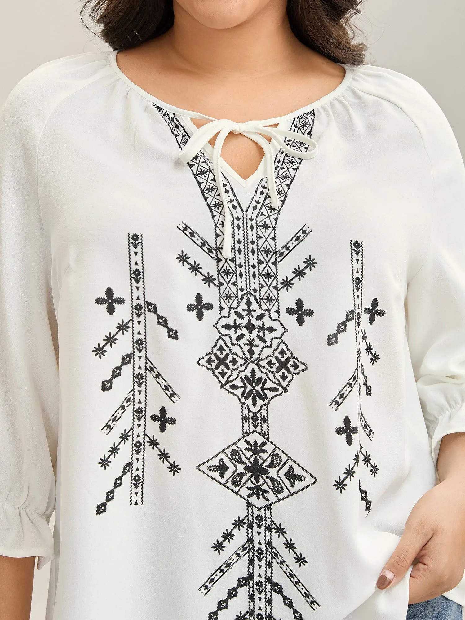 Boho Print Neck Tassels Shirt sold by Bloomchic product image thumbnail 2