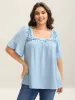 Textured Floral Embroidered Flared Sleeve Shirt sold by Bloomchic