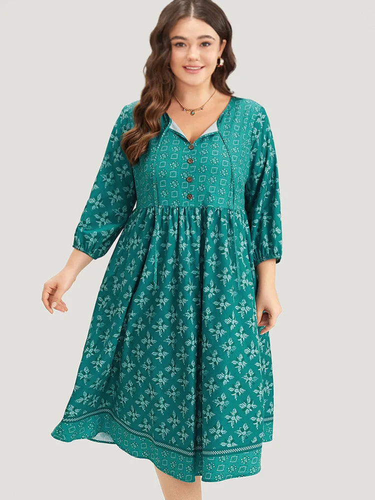 Bandana Print Tie Neck Button Detail Dress sold by Bloomchic product image thumbnail 5