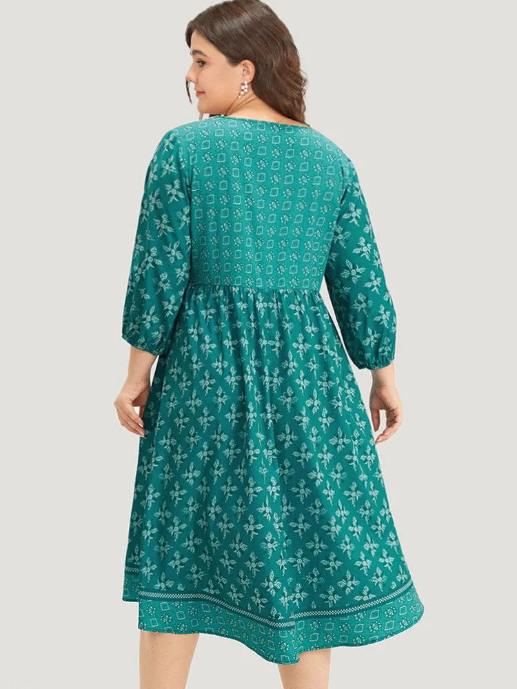 Bandana Print Tie Neck Button Detail Dress sold by Bloomchic product image thumbnail 4