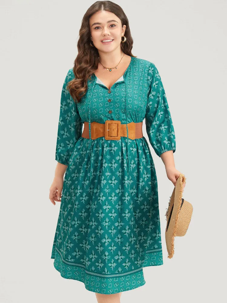 Bandana Print Tie Neck Button Detail Dress sold by Bloomchic product image thumbnail 3