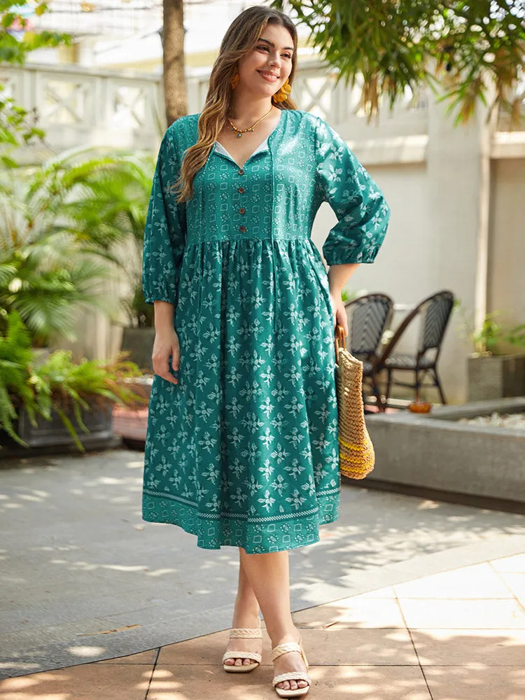 Bandana Print Tie Neck Button Detail Dress sold by Bloomchic product image thumbnail 2