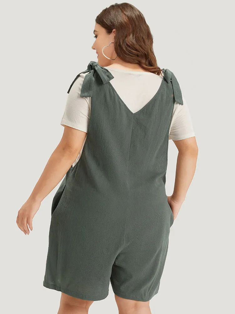 Plain Bowknot Gathered Pocket Overall Jumpsuit sold by Bloomchic product image thumbnail 3