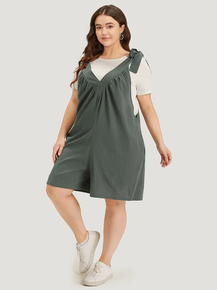 Plain Bowknot Gathered Pocket Overall Jumpsuit sold by Bloomchic product image thumbnail 4