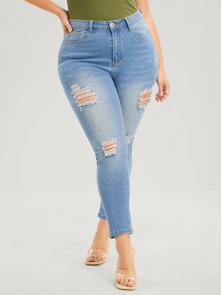 Skinny Very Stretchy High Rise Light Wash Sculpt Waist Jeans sold by Bloomchic