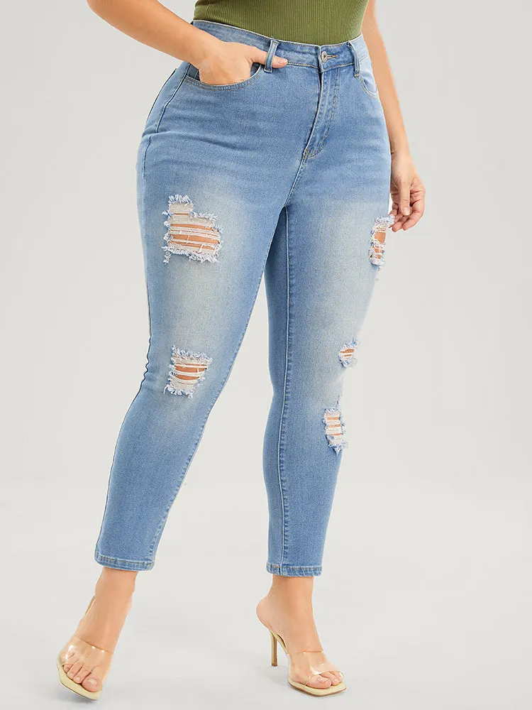 Skinny Very Stretchy High Rise Light Wash Sculpt Waist Jeans sold by Bloomchic product image thumbnail 4