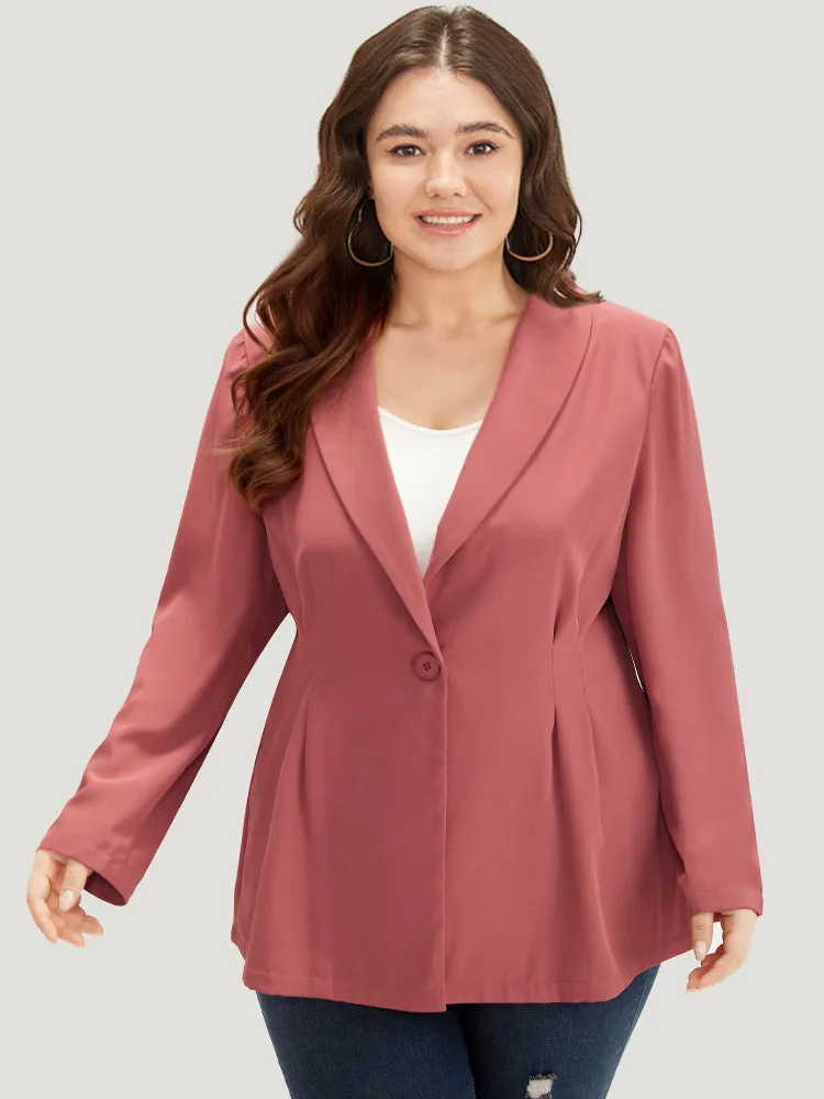 Plain Twill Lapel Collar Plicated Detail Blazer sold by Bloomchic