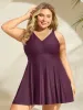 Adjustable Back Ties Pleated Swim Dress sold by Bloomchic