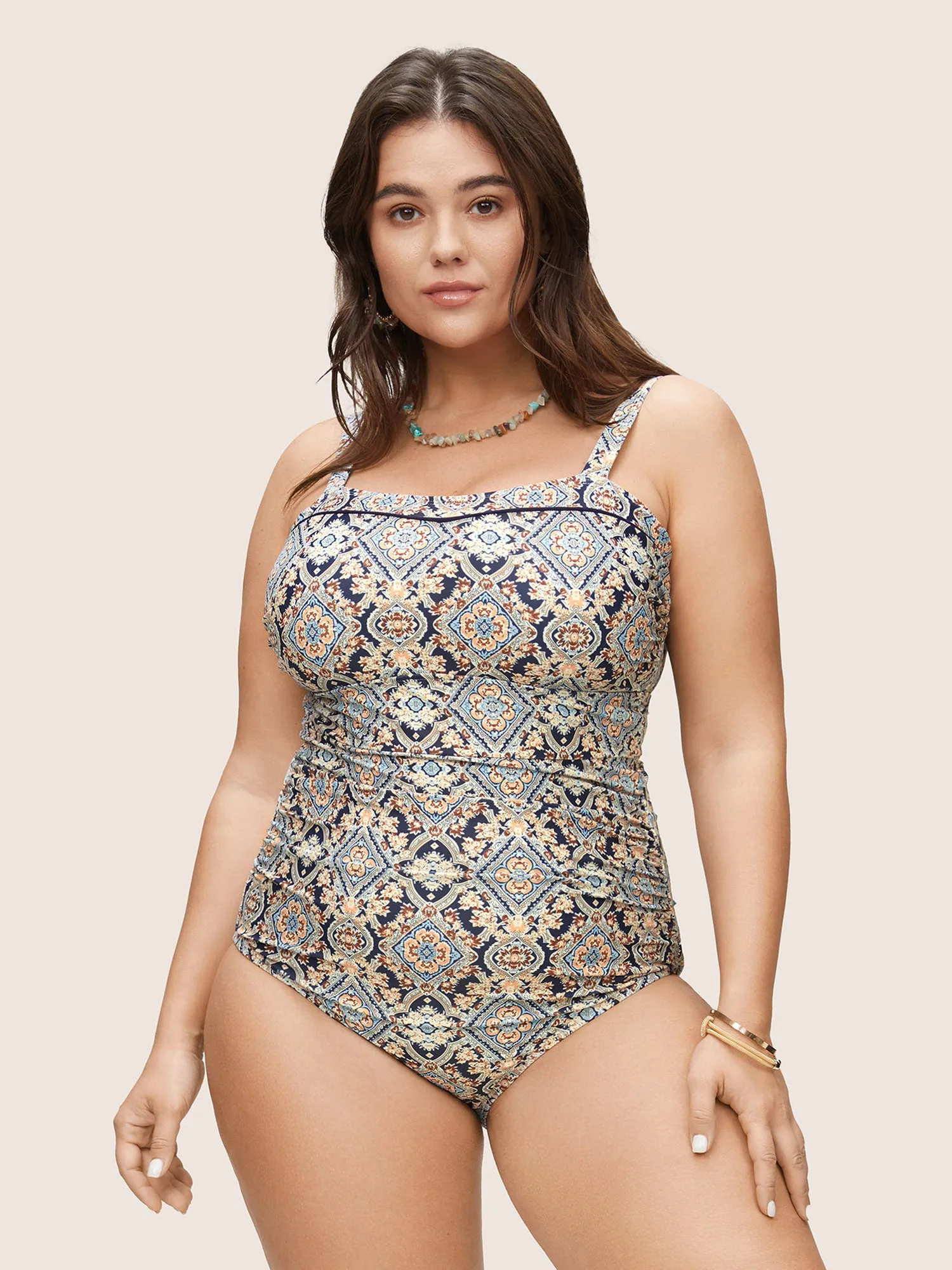 Bandana Print Ruched Cami One Piece Swimsuit sold by Bloomchic