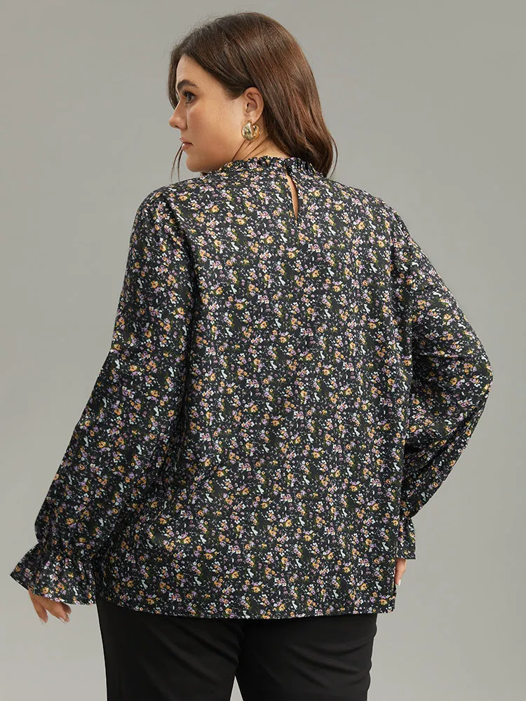 Ditsy Floral Stand Collar Pleated Blouse sold by Bloomchic product image thumbnail 2