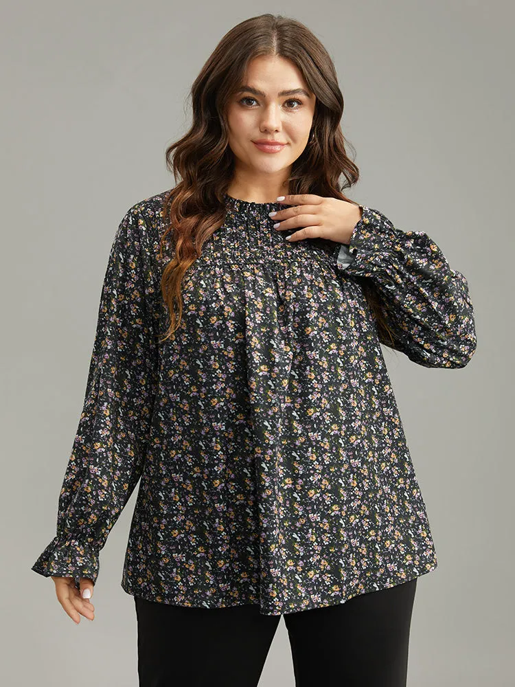 Ditsy Floral Stand Collar Pleated Blouse sold by Bloomchic product image thumbnail 5