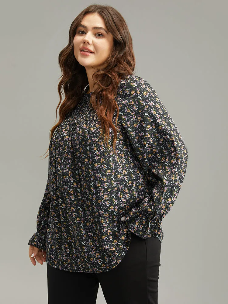 Ditsy Floral Stand Collar Pleated Blouse sold by Bloomchic product image thumbnail 3