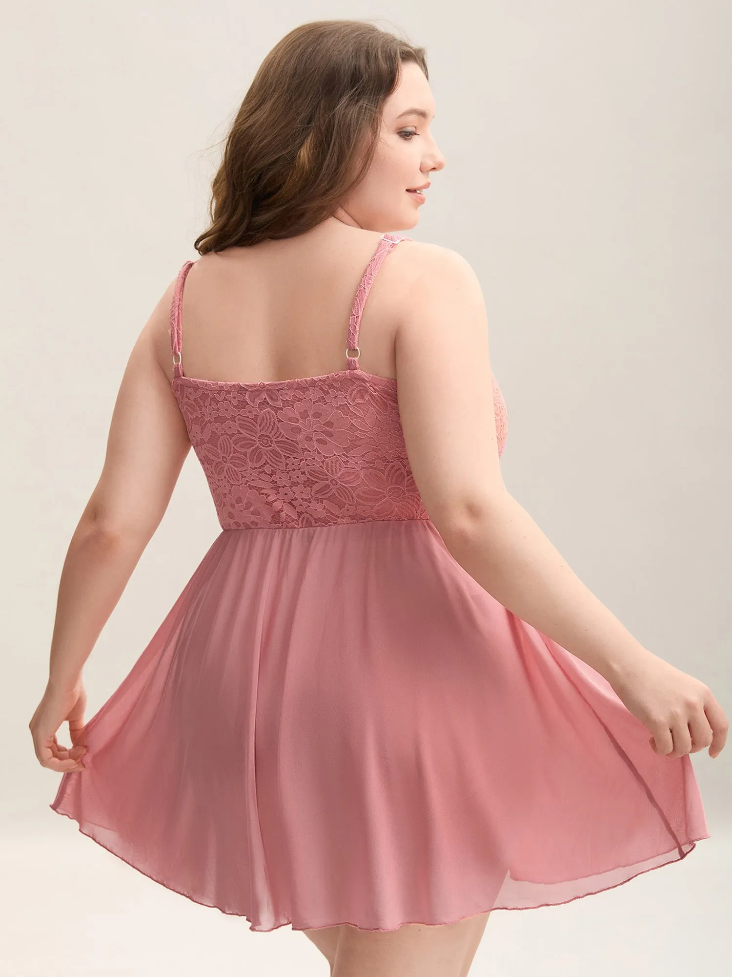 Sweet Lace Adjustable Sheer Sleep Dress sold by Bloomchic product image thumbnail 4