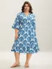 Damask Pattern Ruffle Sleeve Midi Dress sold by Bloomchic