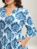 Damask Pattern Ruffle Sleeve Midi Dress sold by Bloomchic