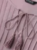 Toothpick Pleats Lace Neck Tie Blouse sold by Bloomchic