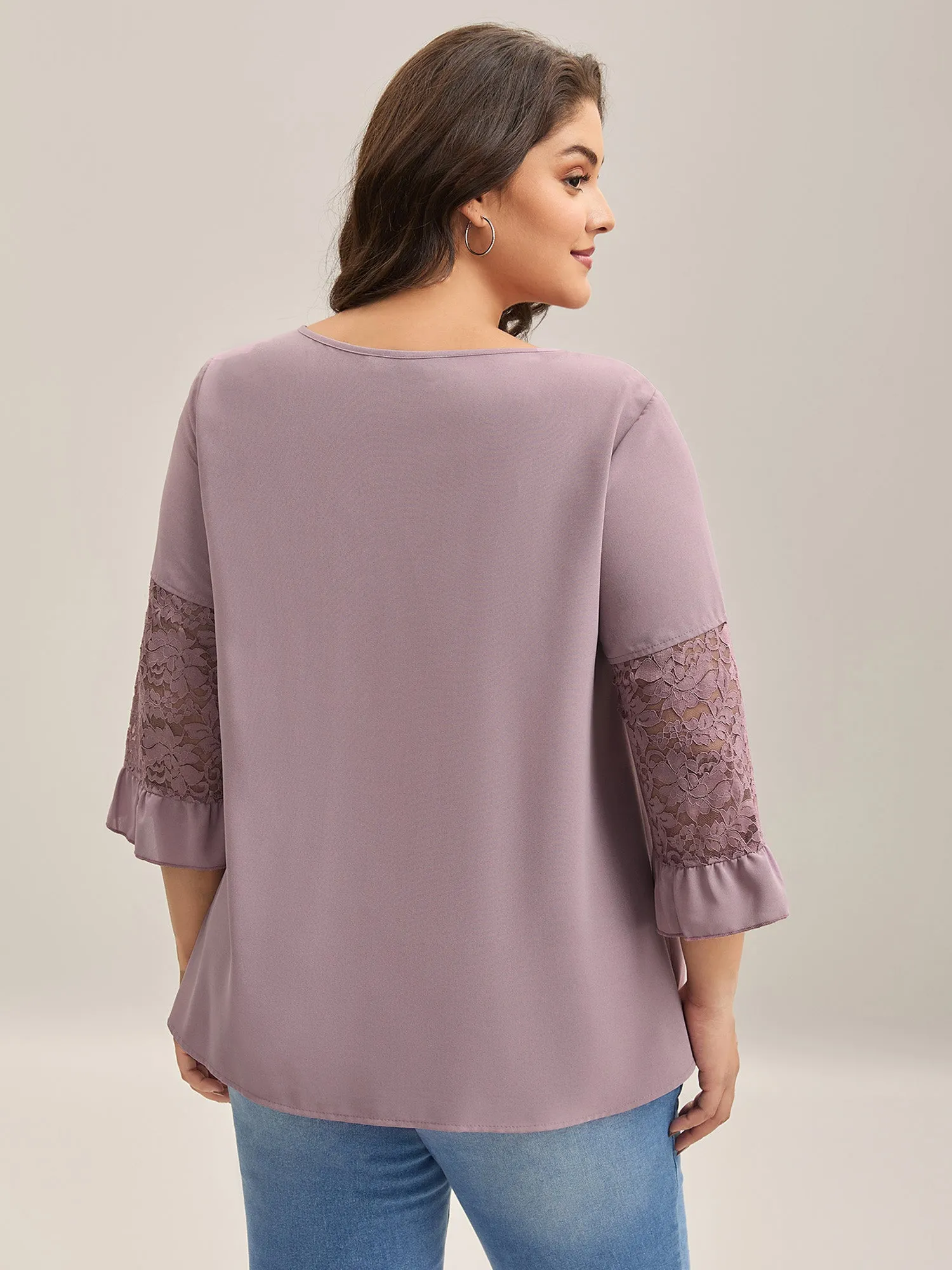 Toothpick Pleats Lace Neck Tie Blouse sold by Bloomchic product image thumbnail 4