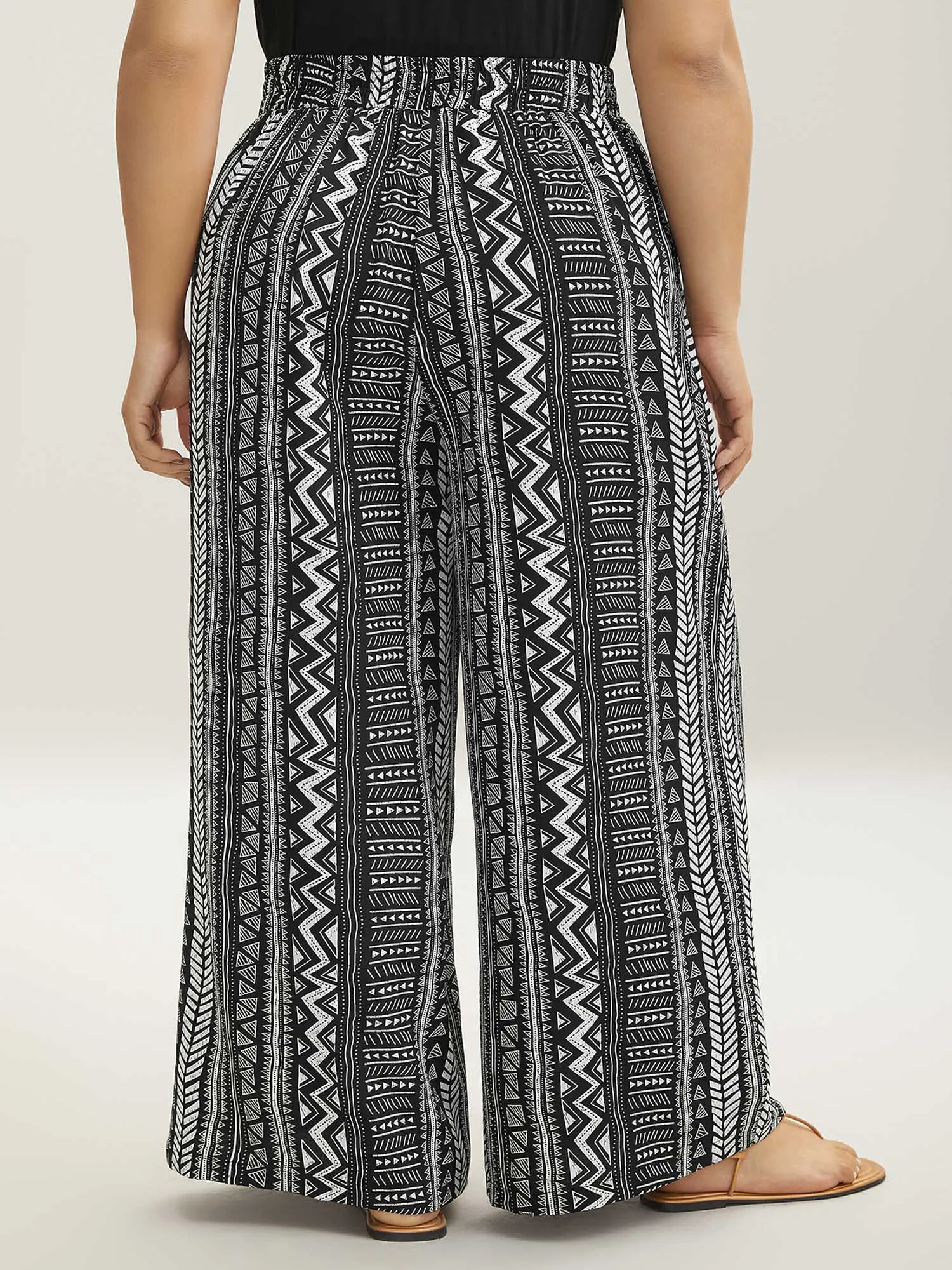 Waist-Tie Wide-Leg Boho Print Pants sold by Bloomchic product image thumbnail 4