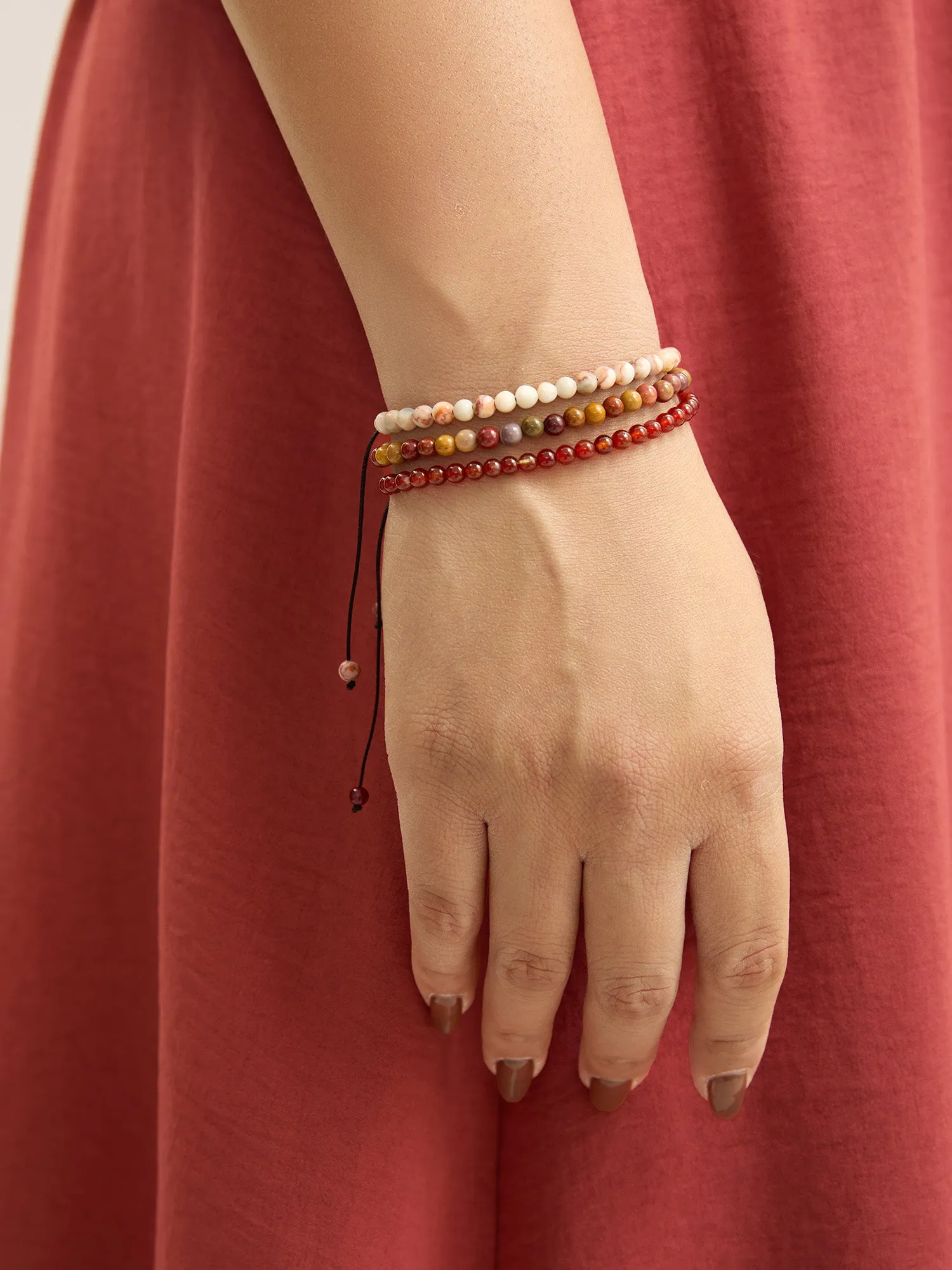 Natural Stones Layered Tied Bracelet sold by Bloomchic product image thumbnail 2