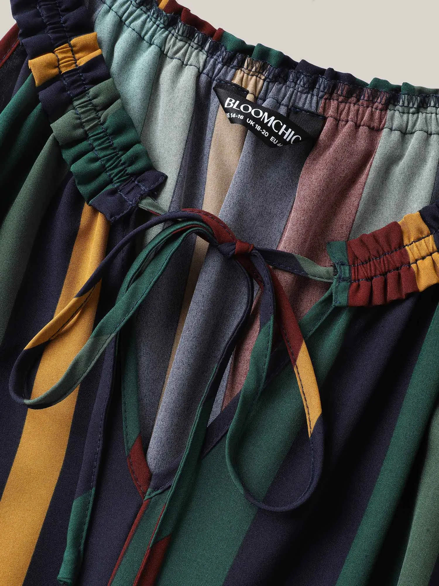 Multi-Color Stripes Waist-Defining Midi Dress sold by Bloomchic product image thumbnail 5