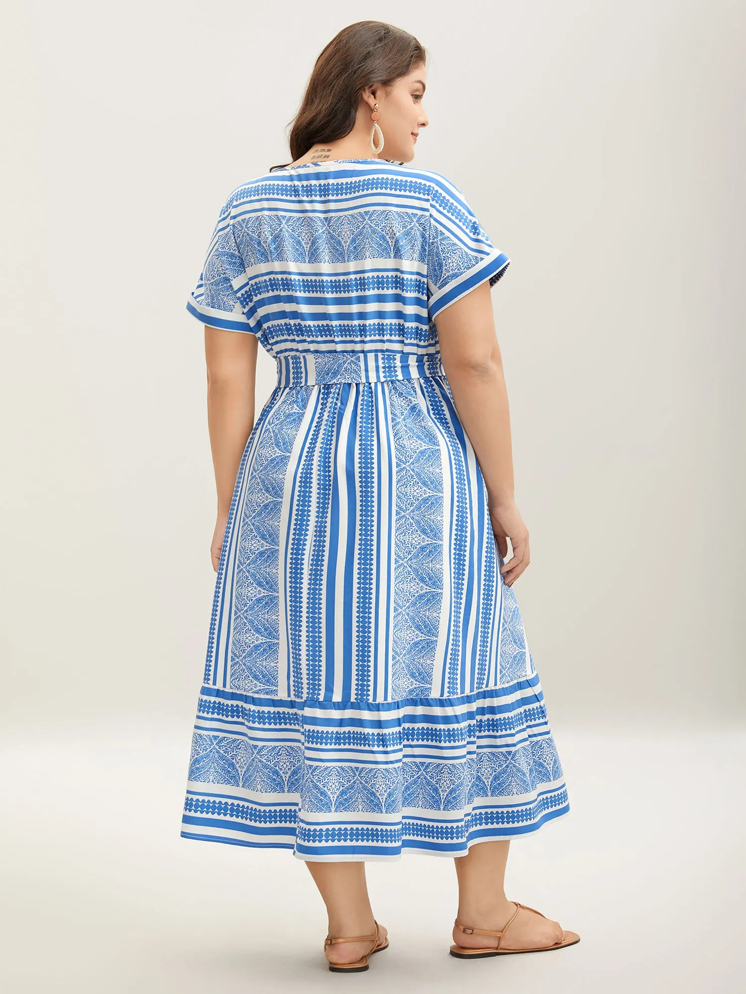 Nautical Stripes Belted Pockets Maxi Dress sold by Bloomchic product image thumbnail 4