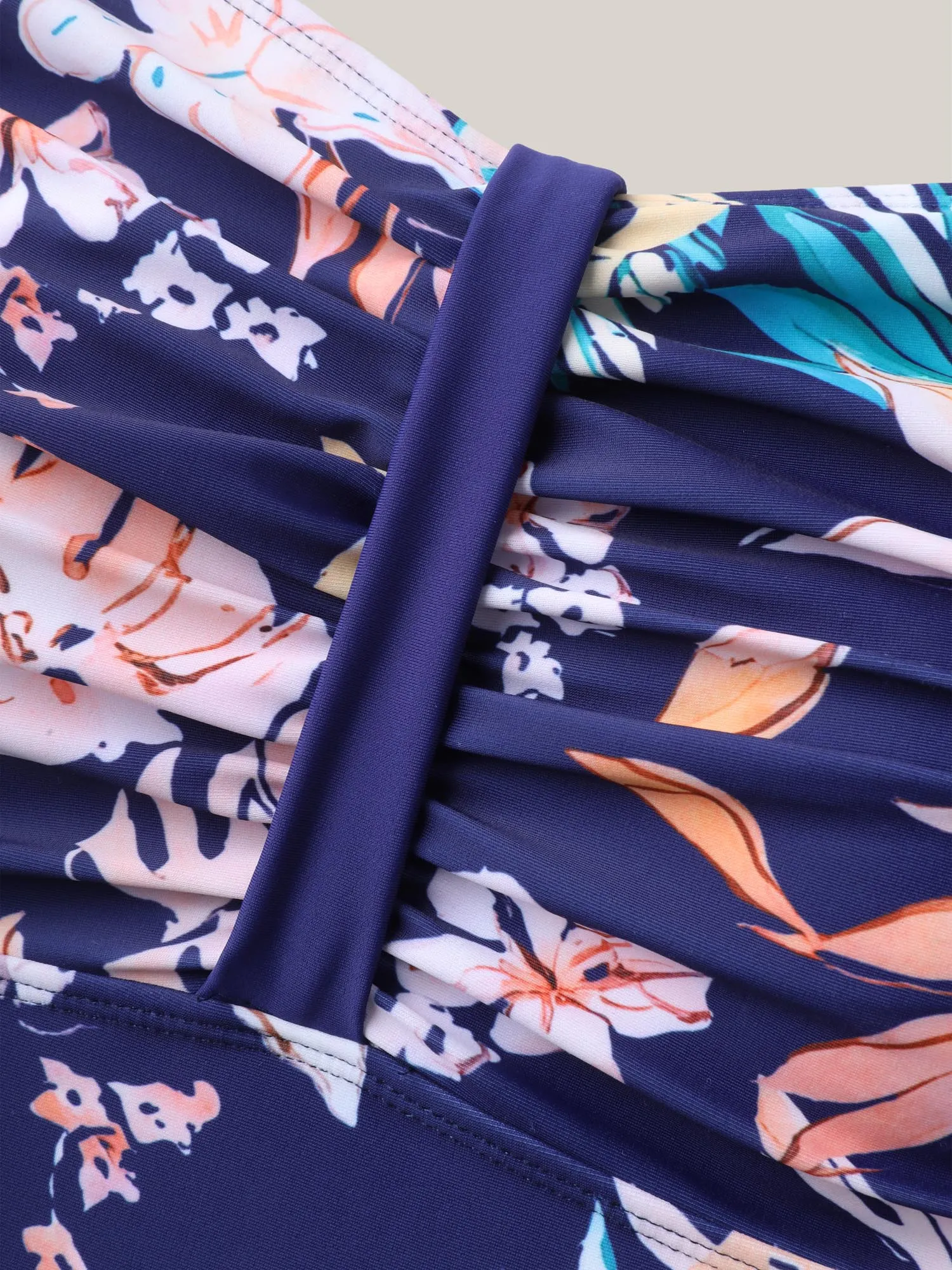 Tropical Print Ruched One-Piece Swimsuit sold by Bloomchic product image thumbnail 5