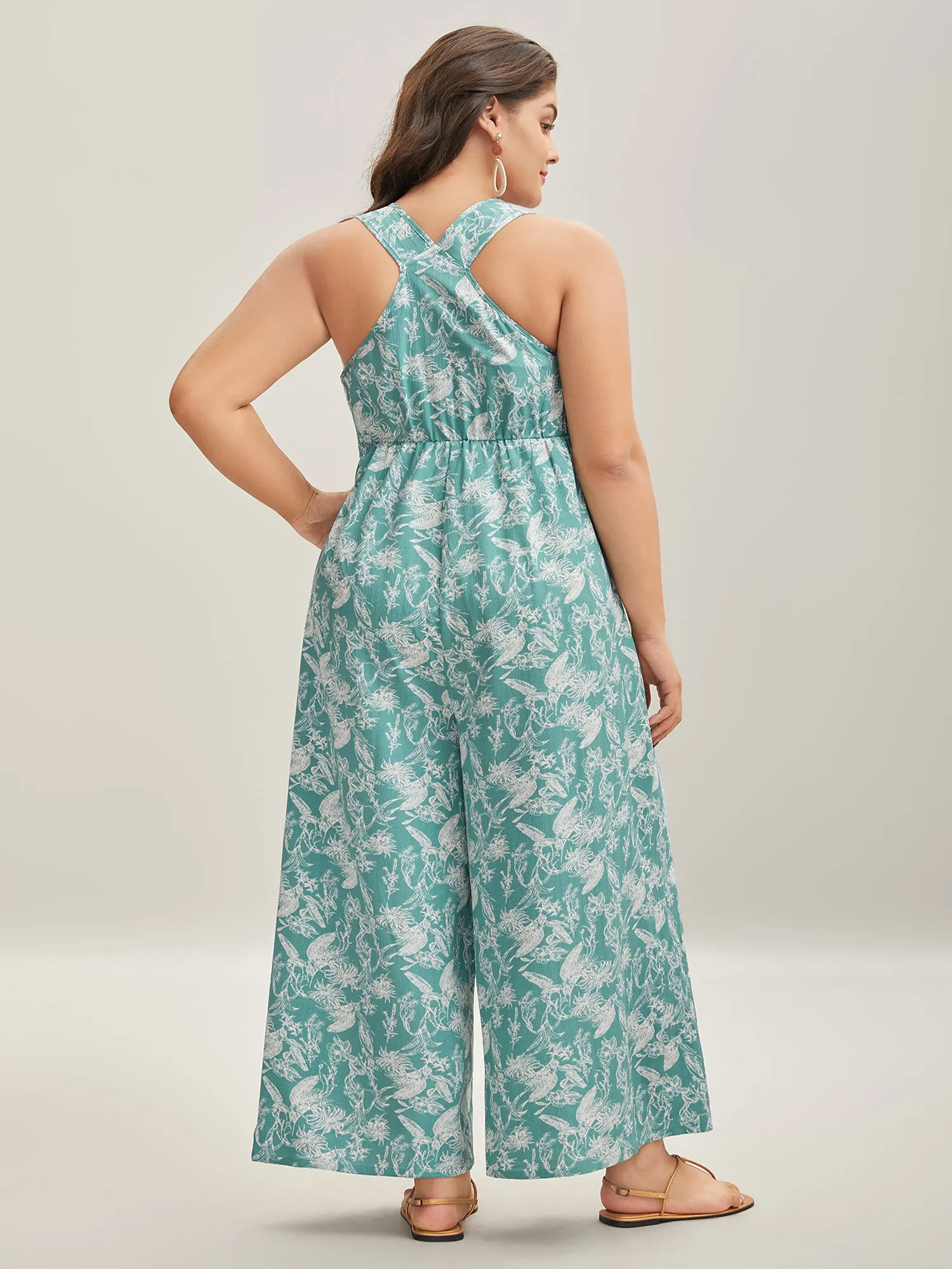 Plant Print Button Detail Stretchy Jumpsuit sold by Bloomchic product image thumbnail 4