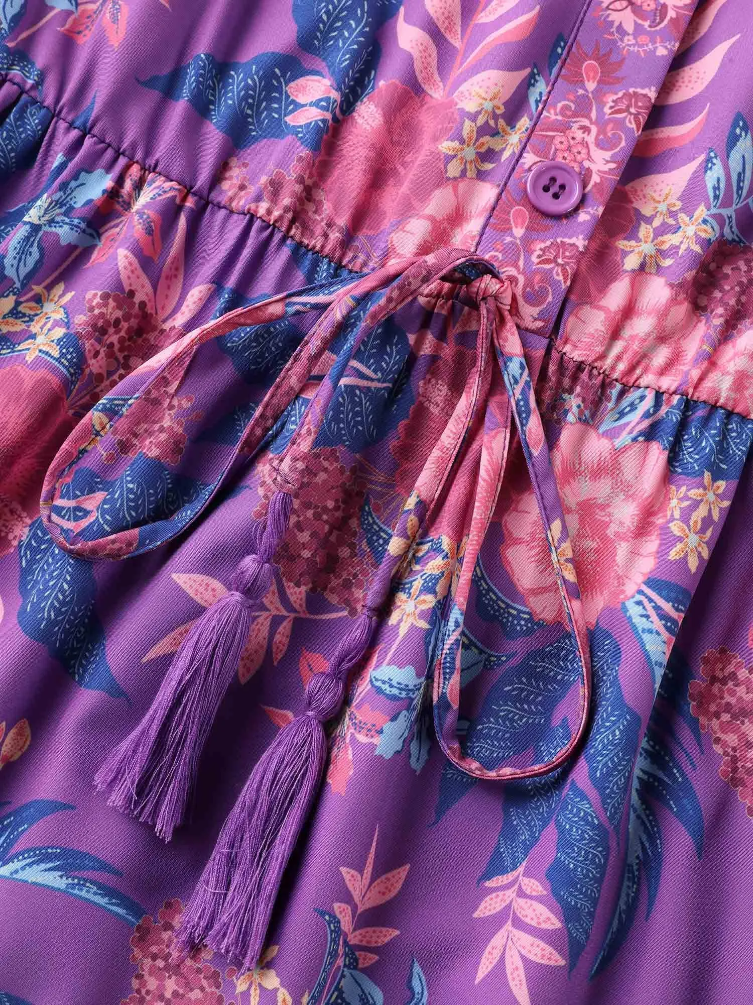 Large Flower Print Split Neck Midi Dress sold by Bloomchic product image thumbnail 5