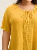 Pure Cotton Lace Placket Tied Blouse sold by Bloomchic