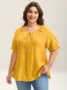 Pure Cotton Lace Placket Tied Blouse sold by Bloomchic