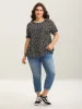 Ditsy Floral Print Curvy Hem Blouse sold by Bloomchic