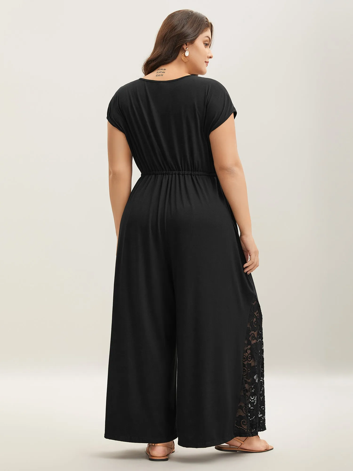 Very Stretchy Lace Waist-Tie Jumpsuit sold by Bloomchic product image thumbnail 4