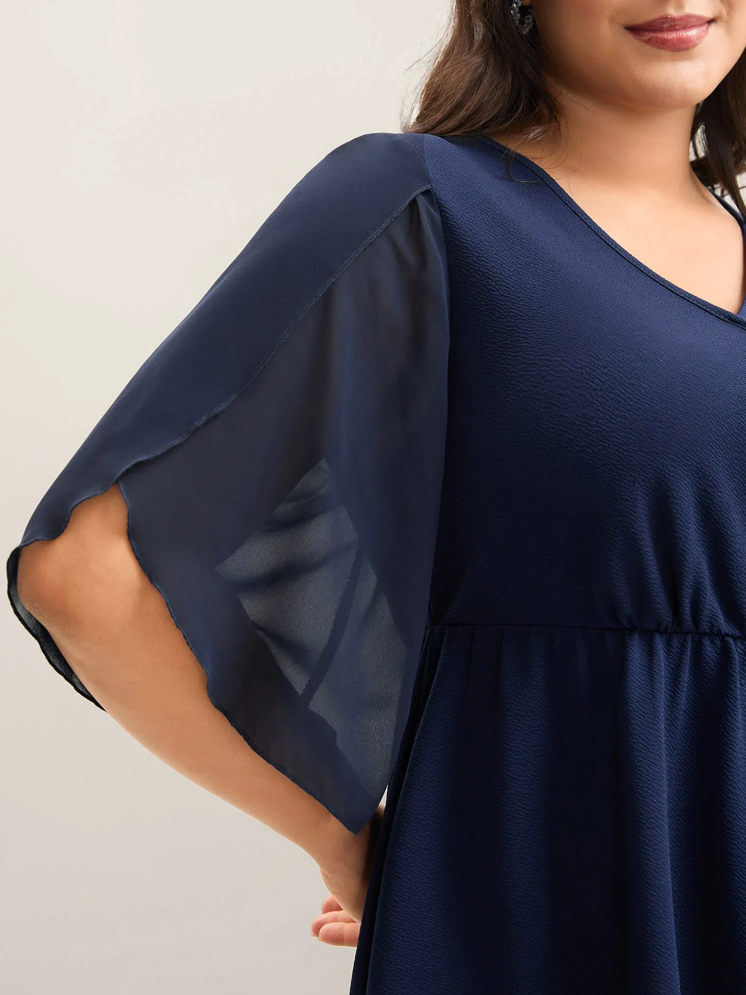 Textured Sheer Petal Sleeve Plain Top sold by Bloomchic product image thumbnail 4