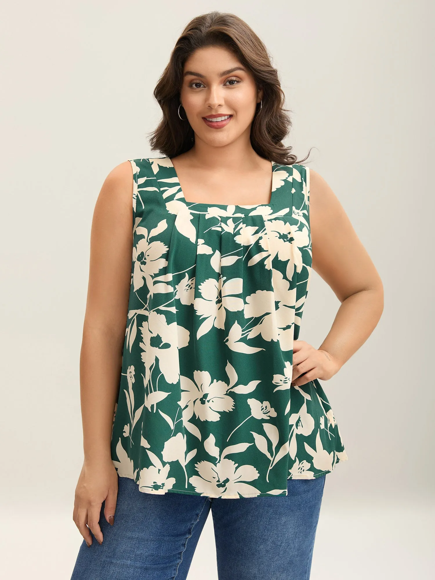 Silhouette Flower Print Tank Top sold by Bloomchic