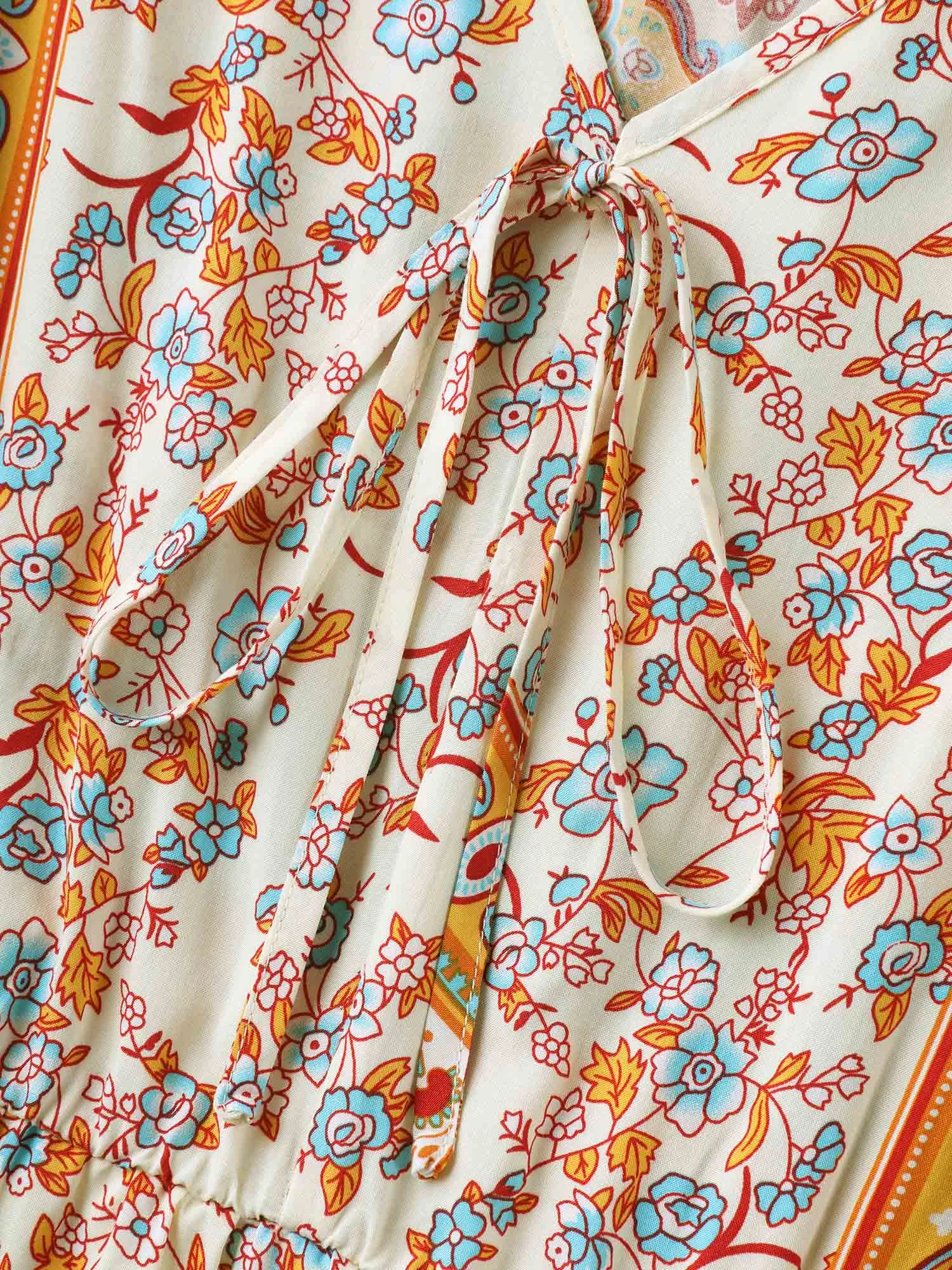 Boho Print Adjustable Neck Ties Midi Dress sold by Bloomchic product image thumbnail 5